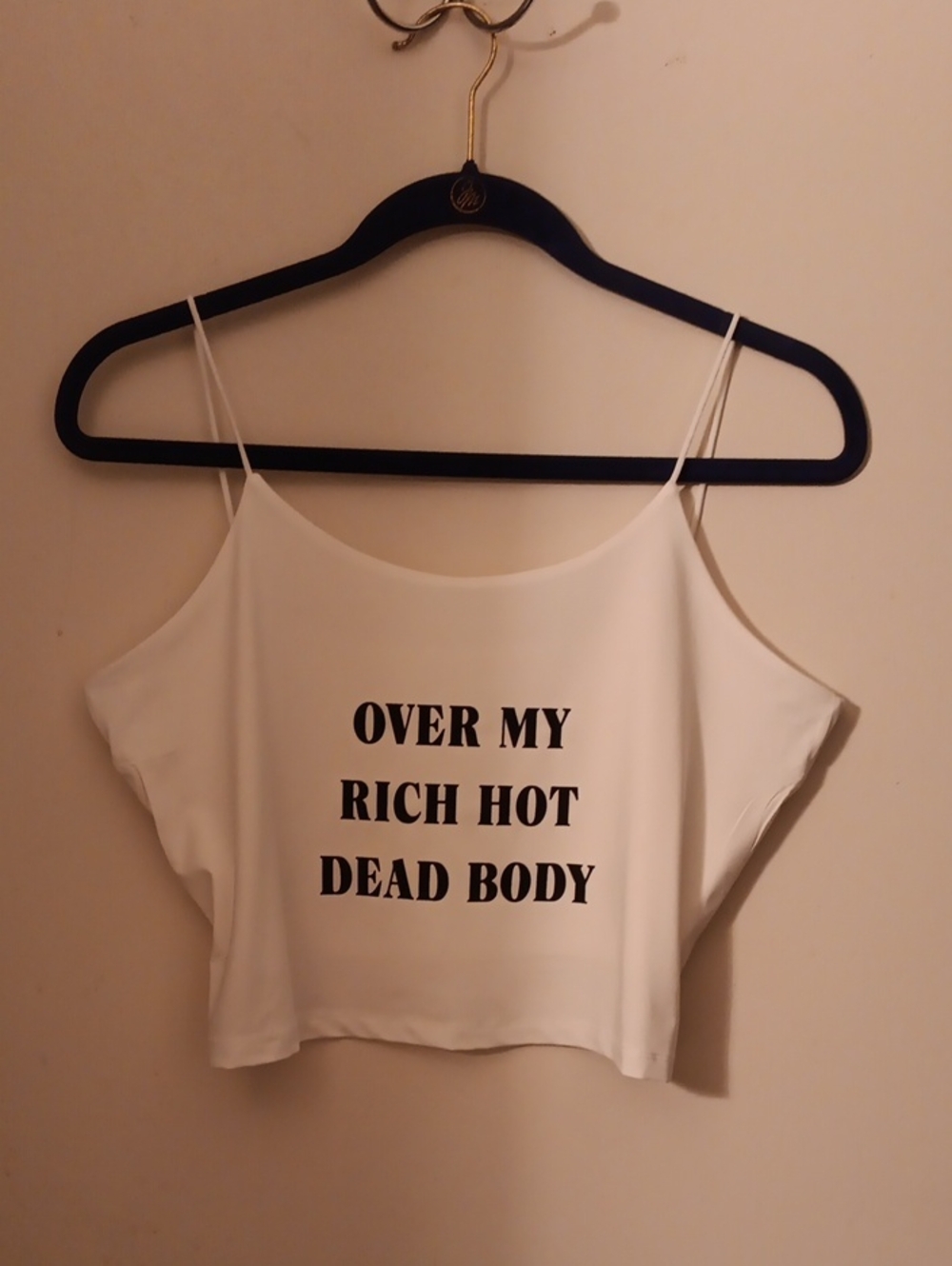 NWOT White Graphic Spaghetti-Strap Crop Top
